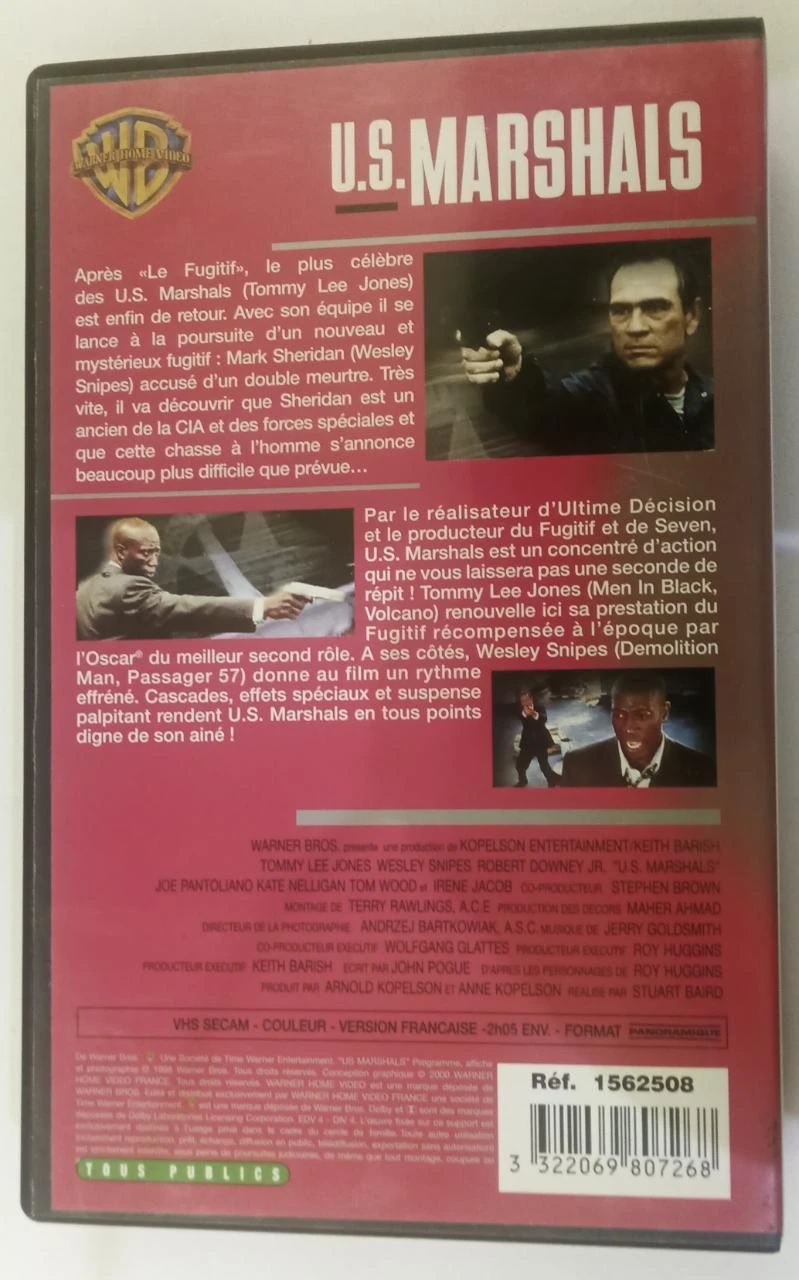 VHS U.S. Marshals – Tommy Lee Jones, Wesley Snipes, Robert Downey Jr. – photo 3